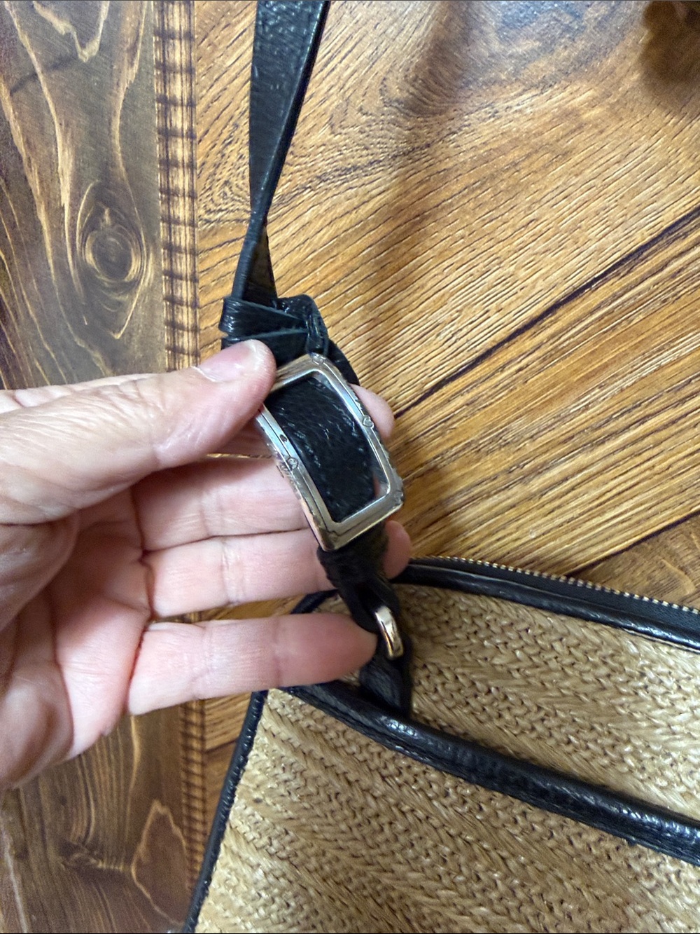 Brighton Straw Crossbody with Black Trim and Heart Charm - Picture 6 of 10